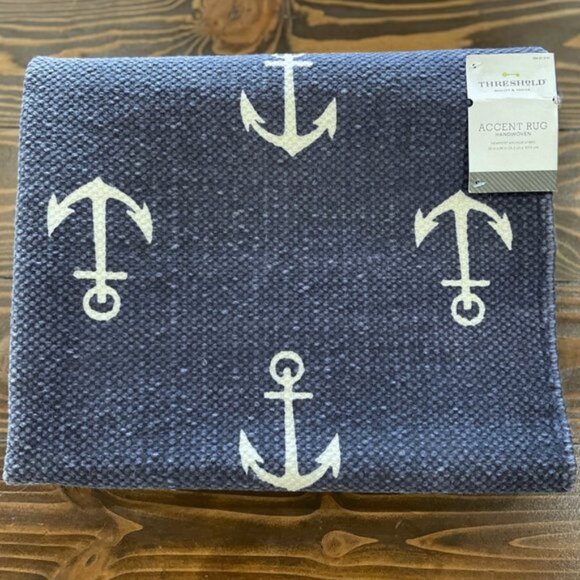 NEW Thick & Heavy Handwoven Reversible Anchor Accent Rug - Picture 2 of 8